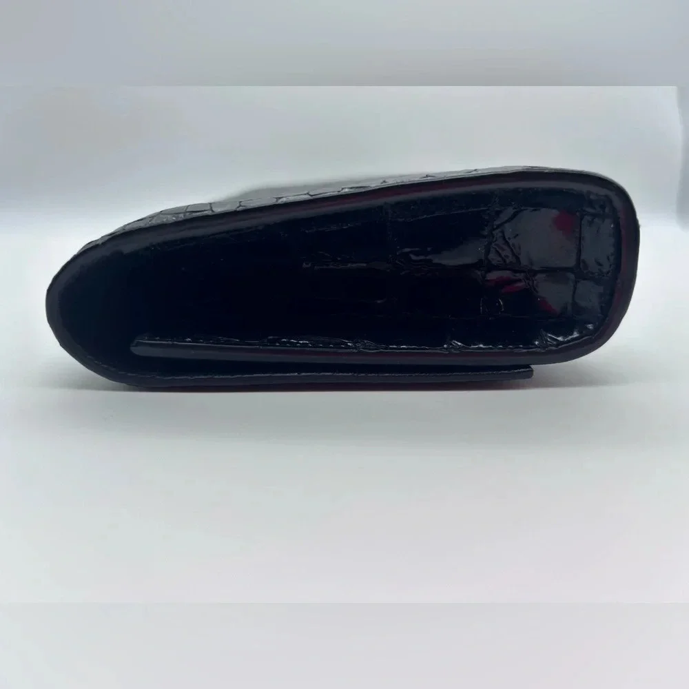 Saint Laurent YSL Black Crocodile Stamp Clutch Bag With Dustbag